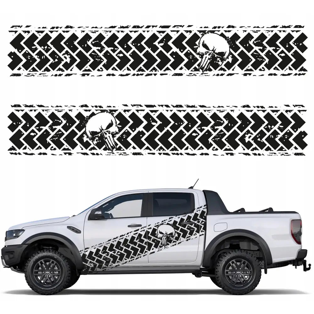 Klistremerke Side av Bil Dekkmønster Punisher 44x250cm.