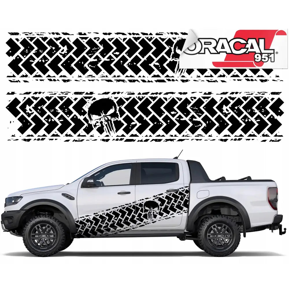 Klistremerke Side av Bil Mønster Punisher 44x250cm Mg