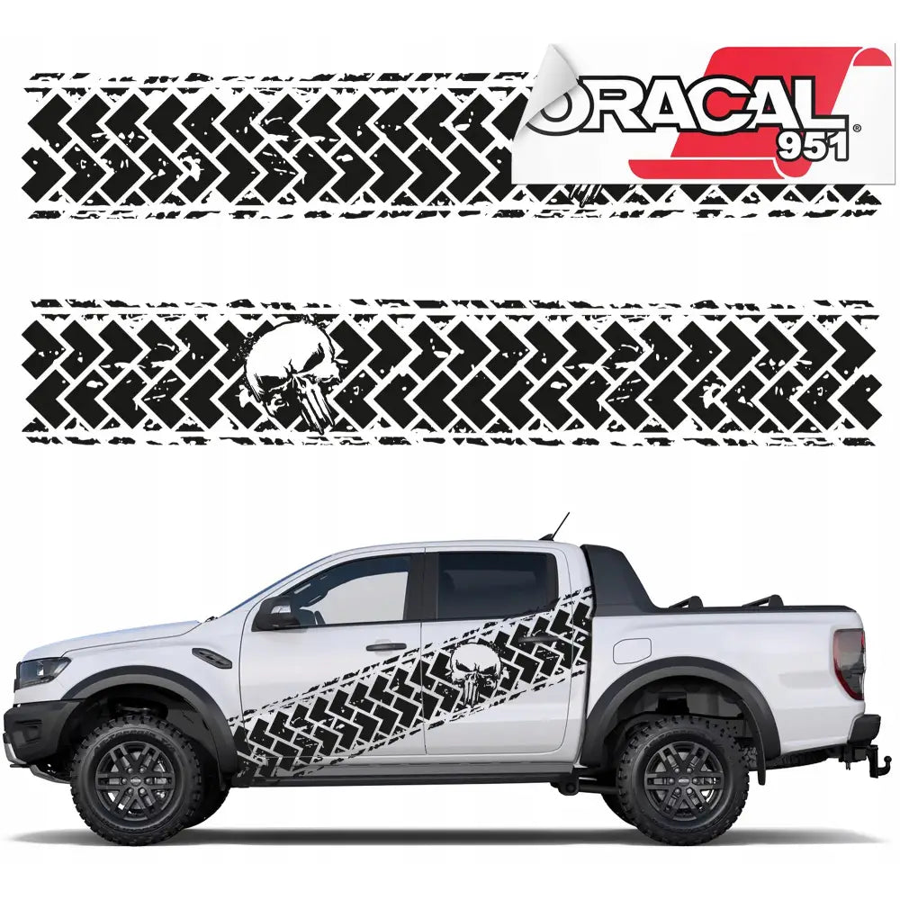 Klistremerke Side av Bil Mønster Punisher 44x250cm Mg