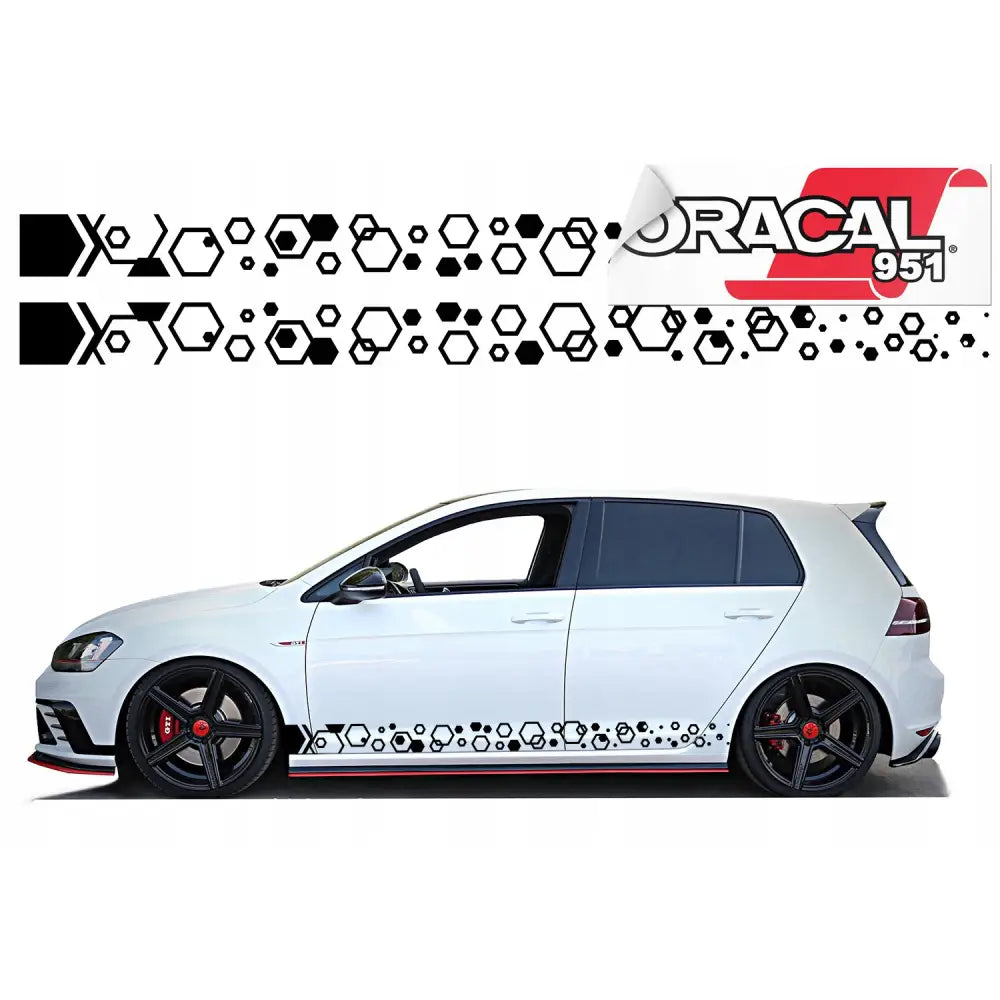 Klistremerke Stripe på siden av Bilen Hexagon 220x14cm