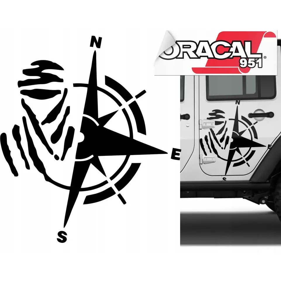 Klistremerke til Bil Jeep Kompassrose 68x60 951