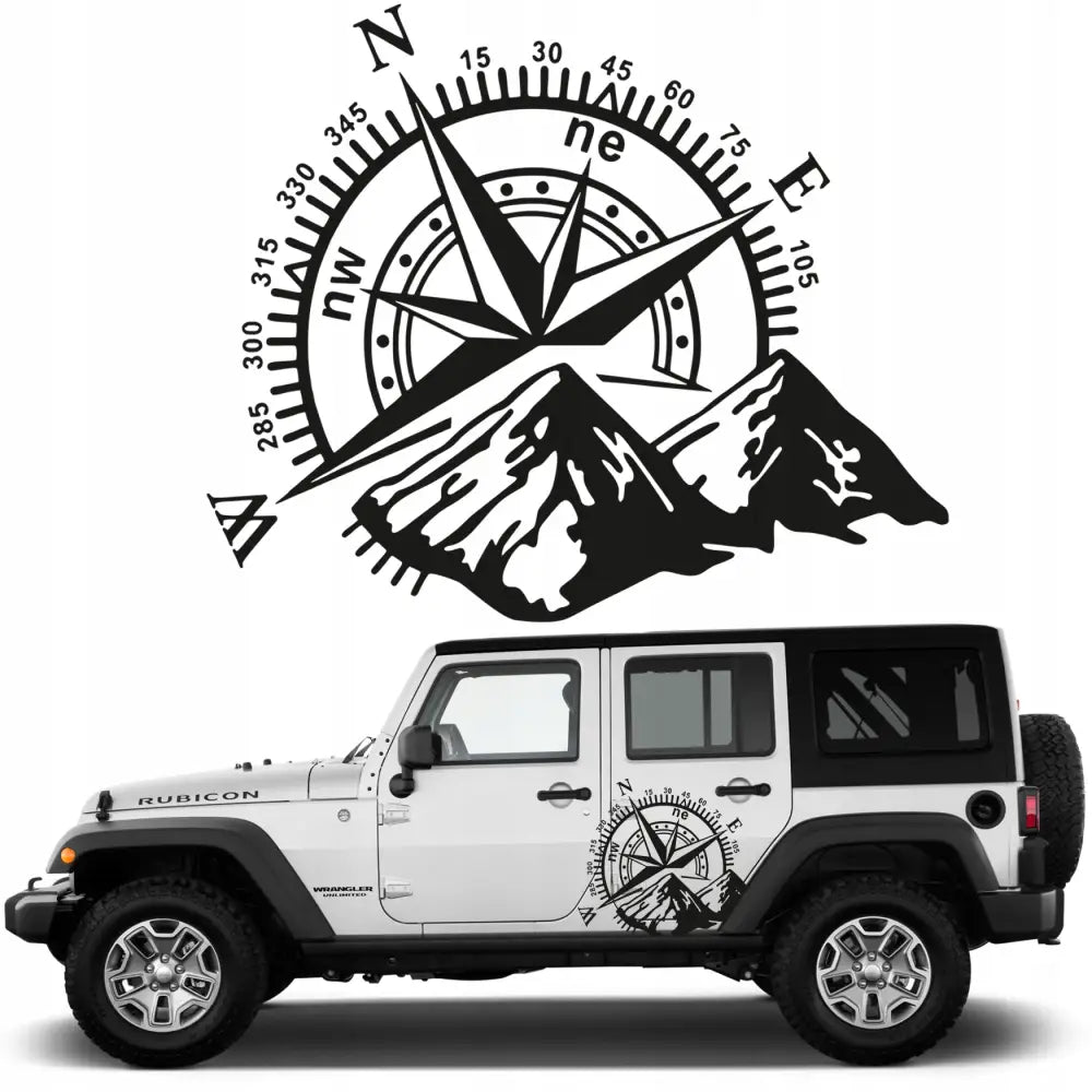 Klistremerke til Bil Kompass Fjell Offroad 90x75 Mg238
