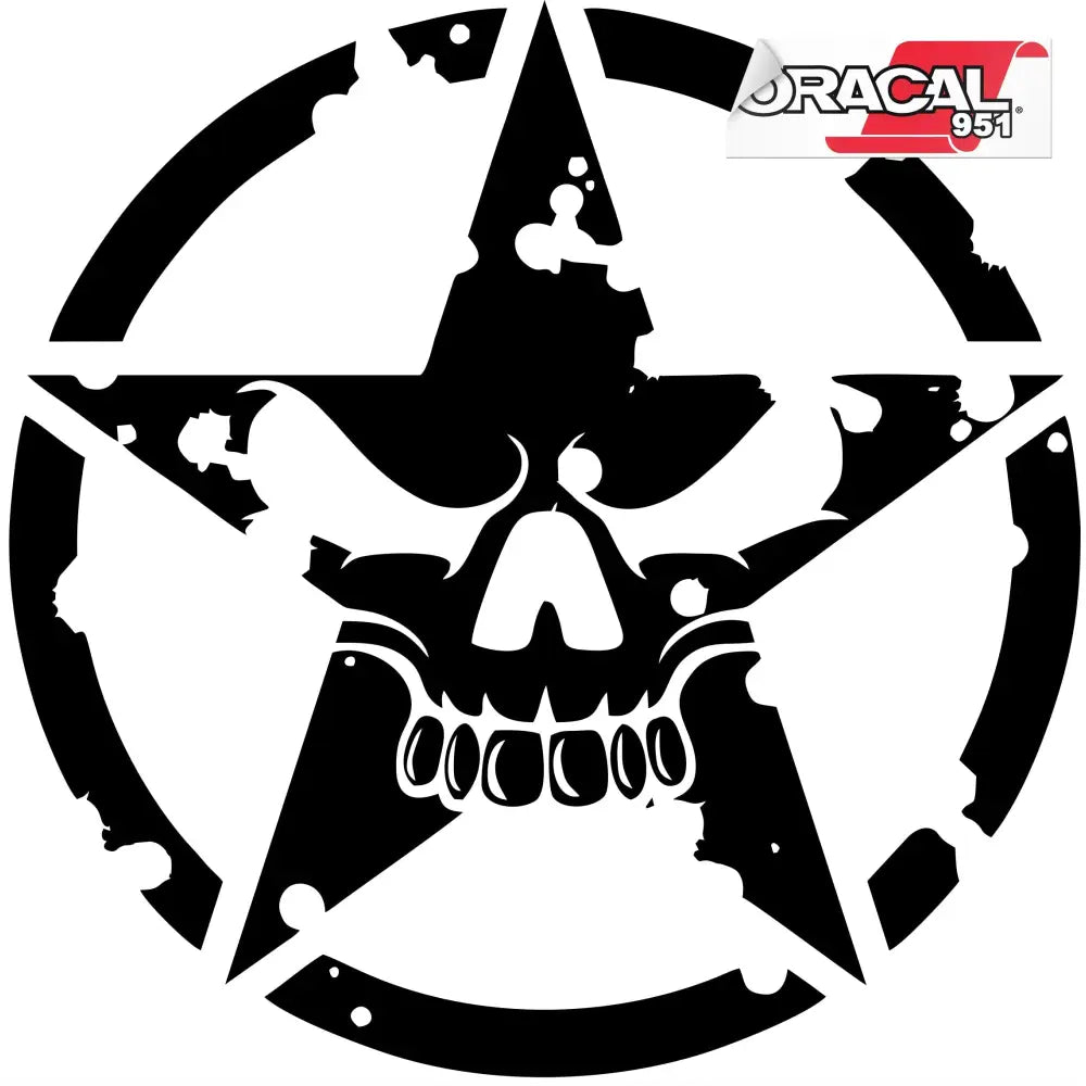 Klistremerke til Bil med Hodeskalle og Stjerne 70x70cm 951 Mg148-