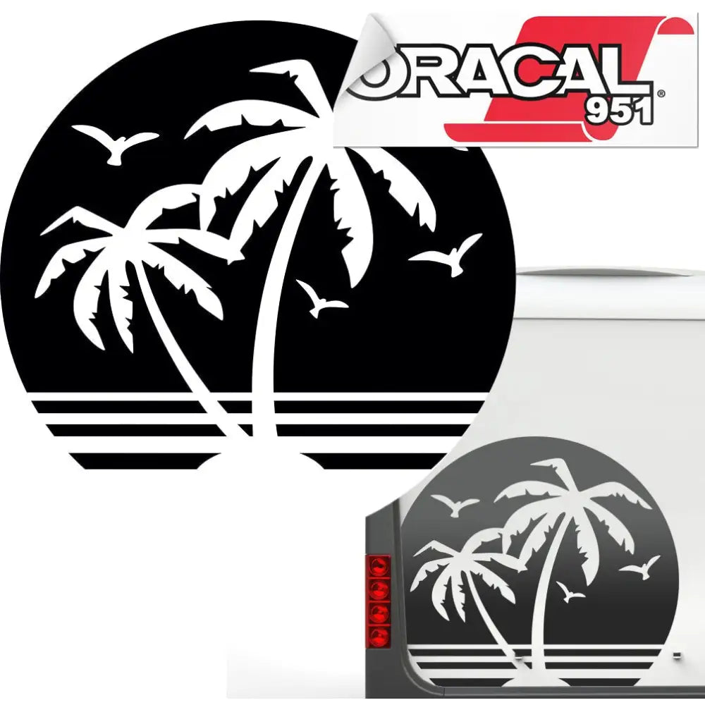 Klistremerke til Campingvogn Bobil med Palmedesign 103x90cm 951