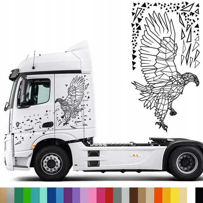 Klistremerke til Trekkvogn Lastebil ørnmotiv i Geometri 94x178 Cm Mg