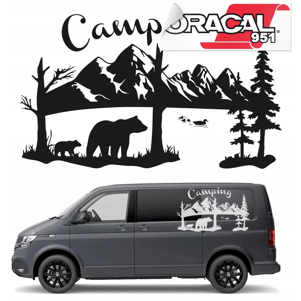 Klistremerker for Bilside Campingbjørner 90x150cm