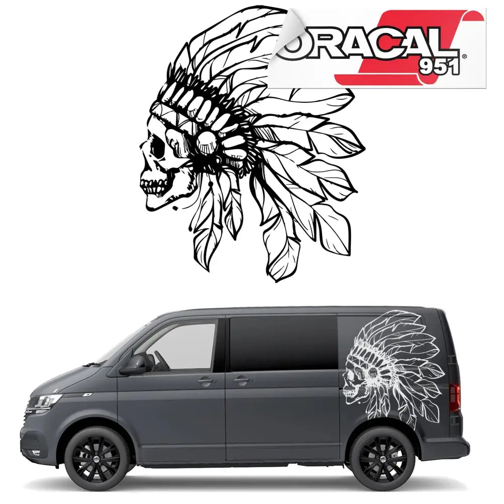 Klistremerker for Bilside Hodeskalle Indianer 94x115 Cm
