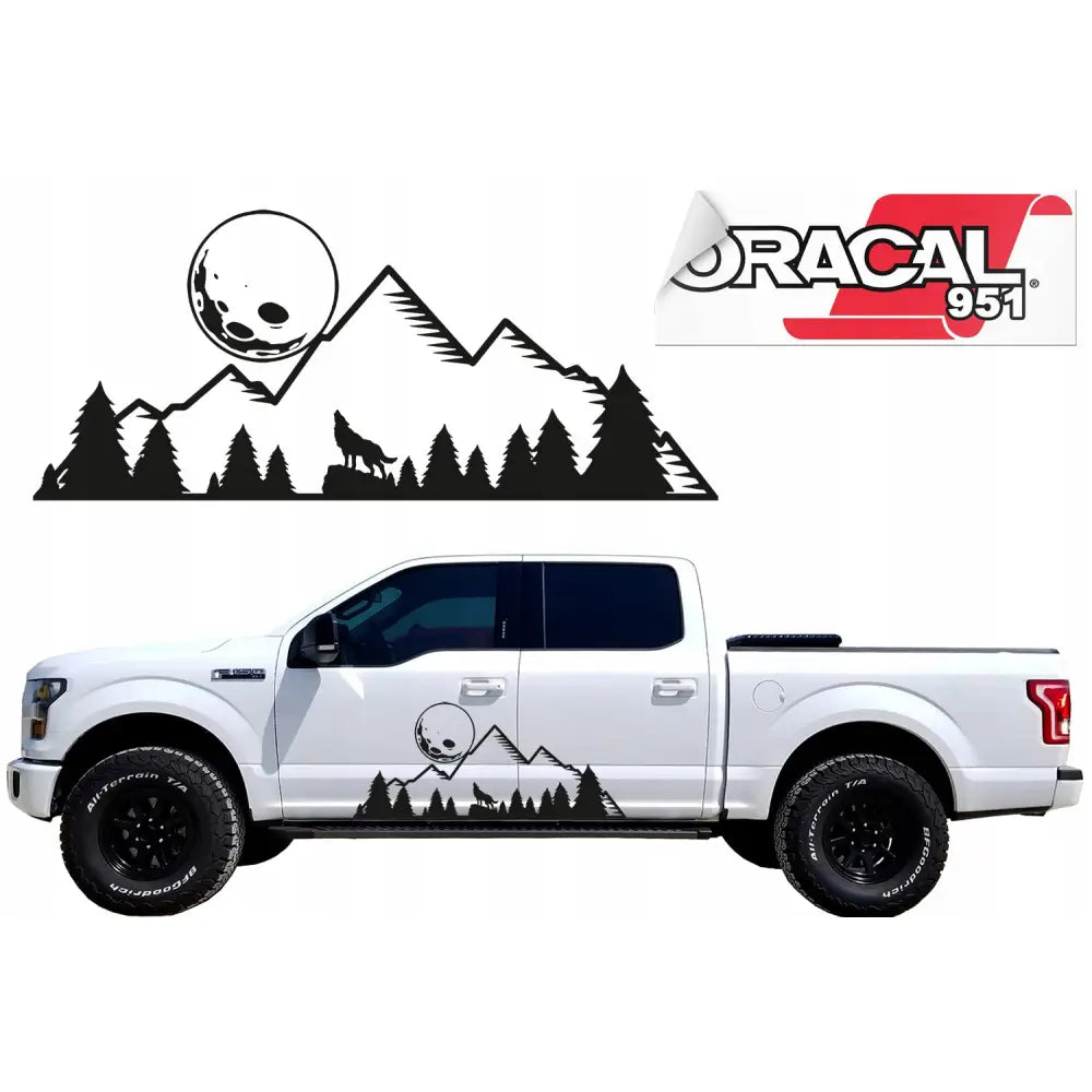 Klistremerker for Bilsidedekor med Skog Ulv og Måne 44x100 Cm