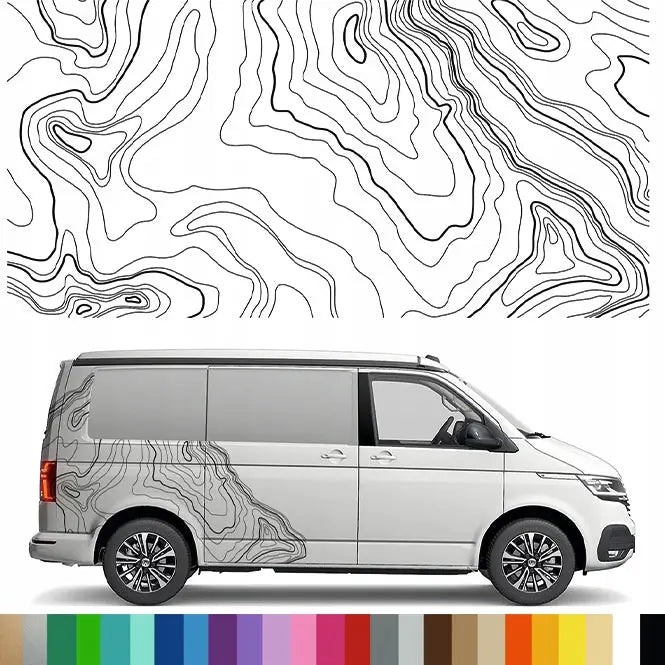 Klistremerker for Bobil Camper Konturlinjer Topografiske Linjer Isolinjer 95x200