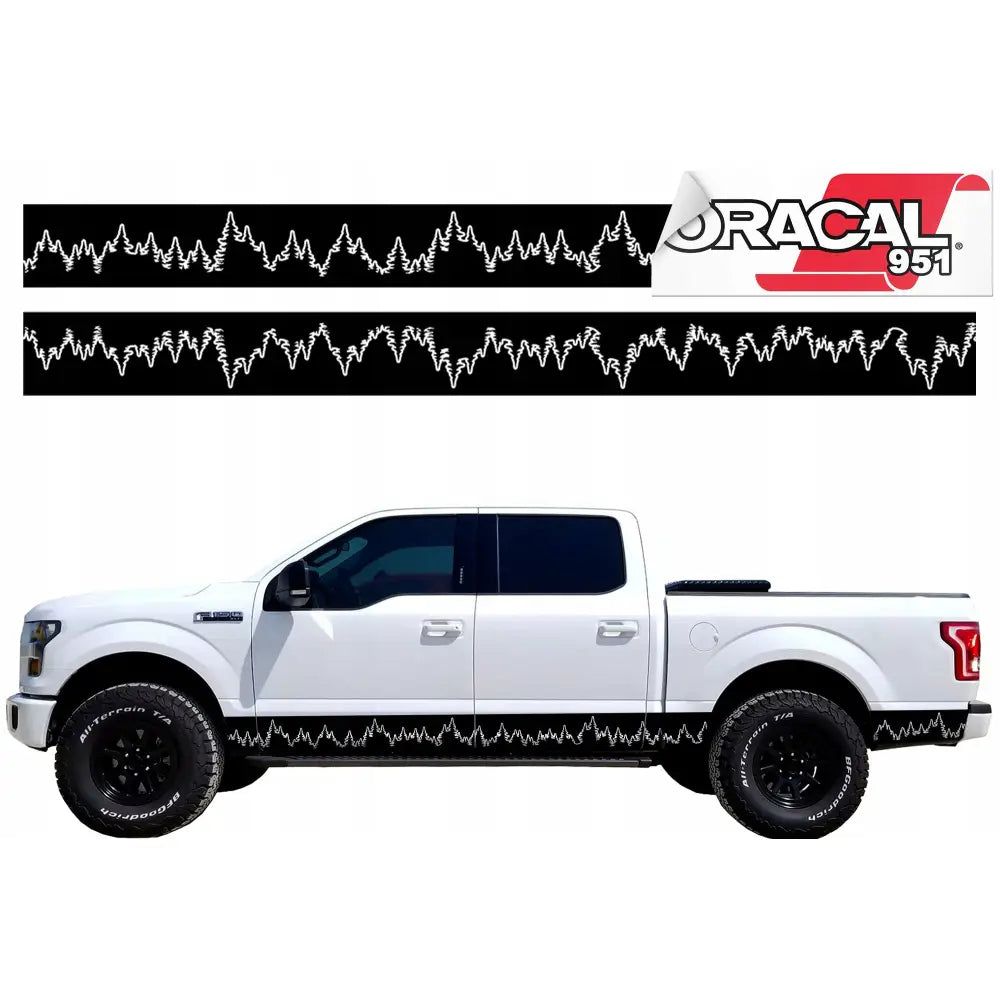 Klistremerker for siden av Campingbuss Striper + Skog 20cm x 4m