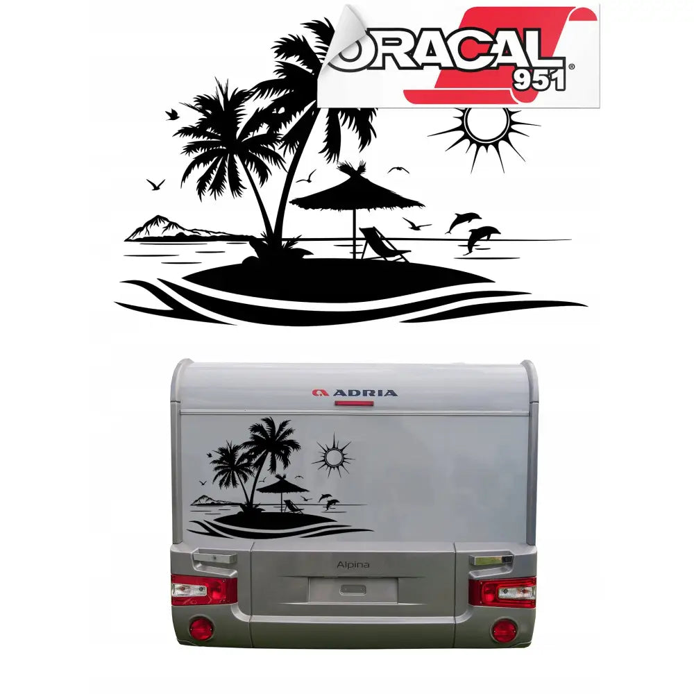 Klistremerker til Bil Strand Palmer Camping 60x92cm