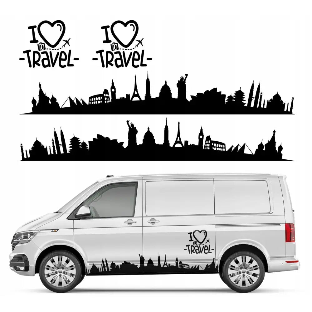 Klistremerker til Bilen ?I Love To Travel’ 298 x 42 Cm