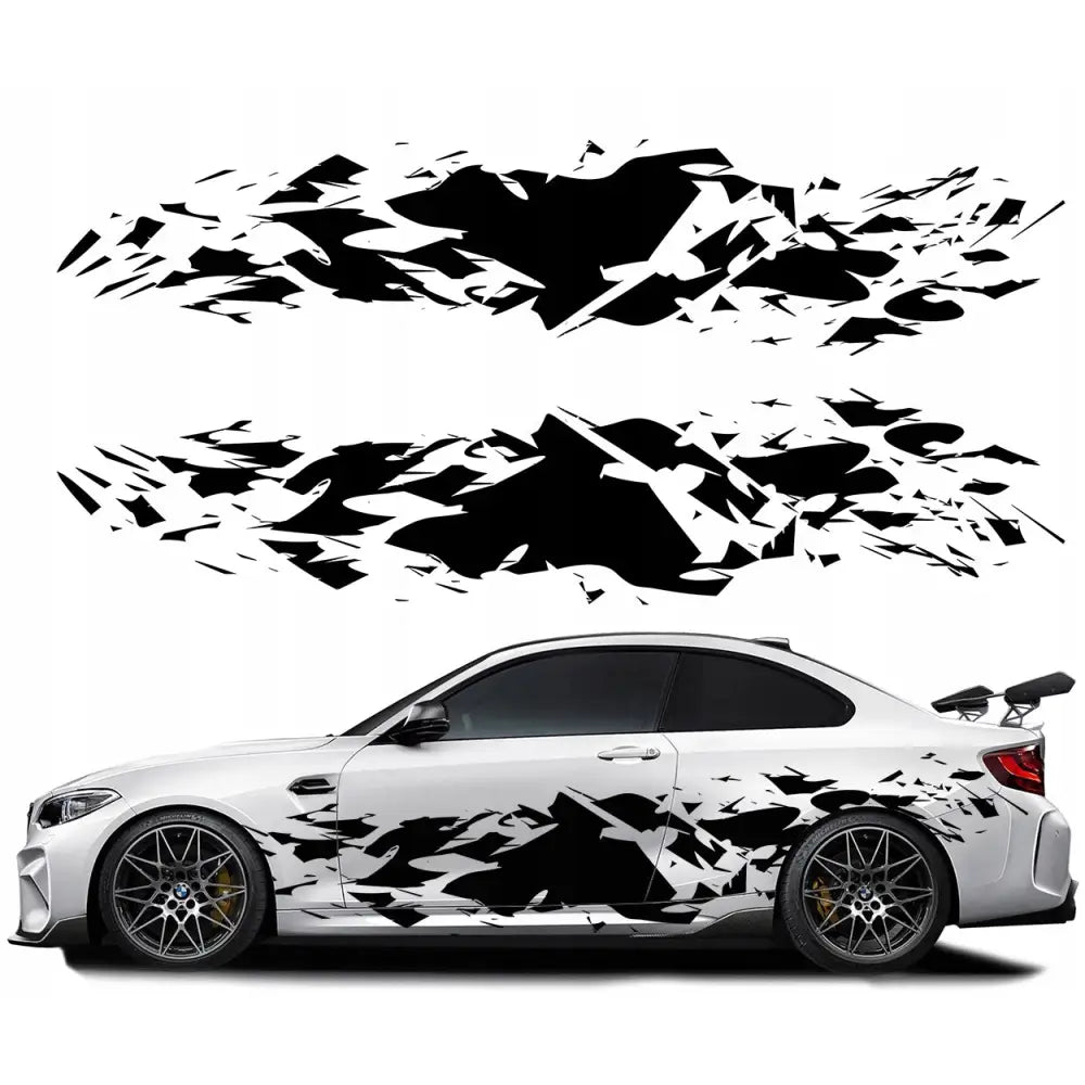 Klistremerker til Bilens Side Former 200x44cm Sølvgrå