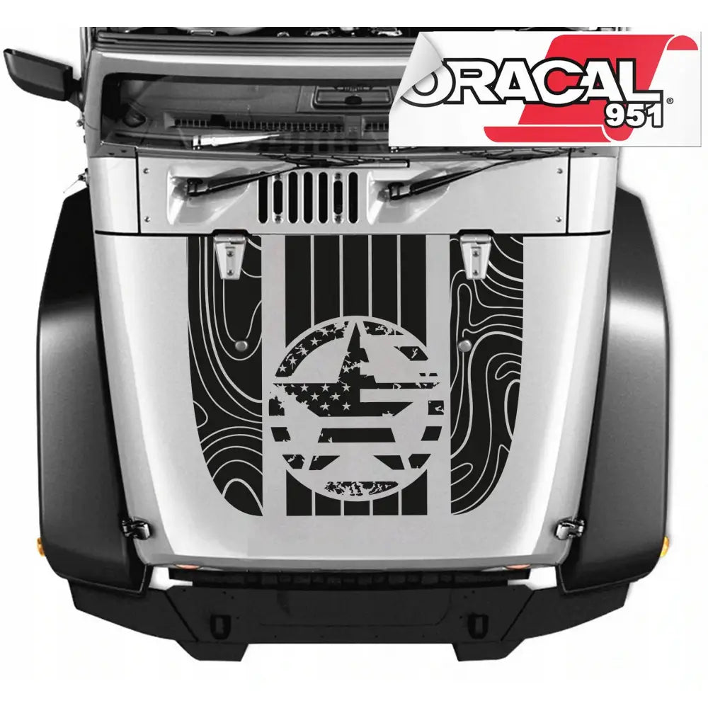 Klistremerker til Jeep Grill Off Road Amerikansk Flagg 90x108cm Mg