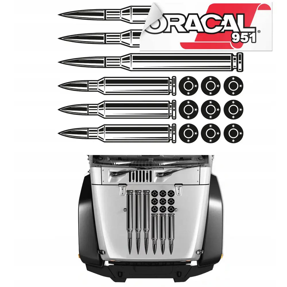 Klistremerker til Jeep Panseret Off Road Usa-flagg 70x94cm Mg