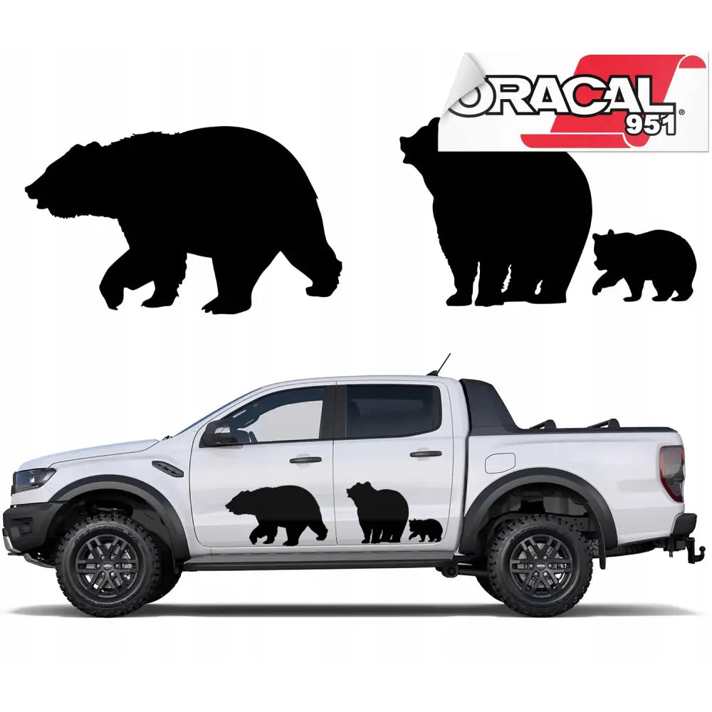 Klistremerker til siden av Campingbil med Bjørner 44x150 951