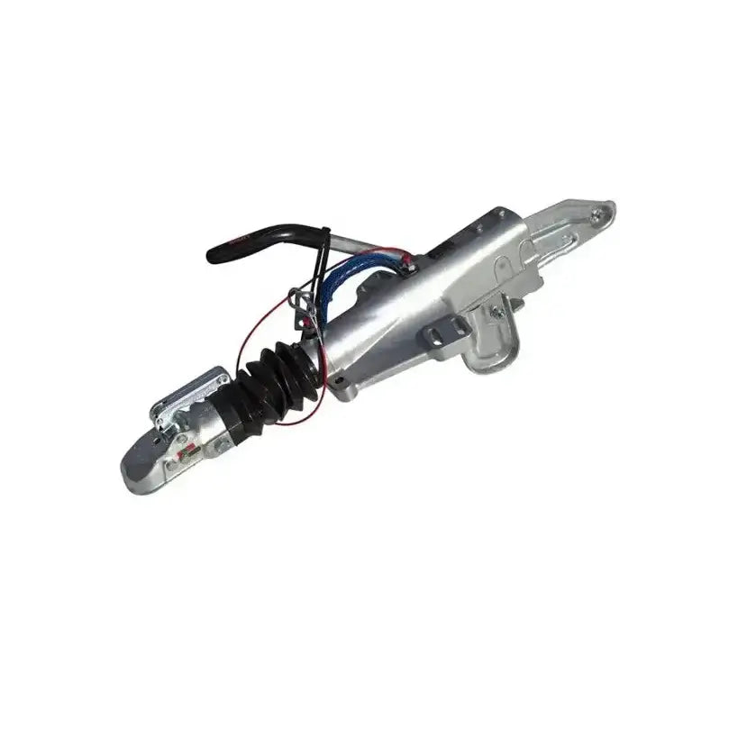 Påløpsbrems KFG35, sidevisning som fremhever sort håndtak, blå og rød wire og svart gummimansjett.