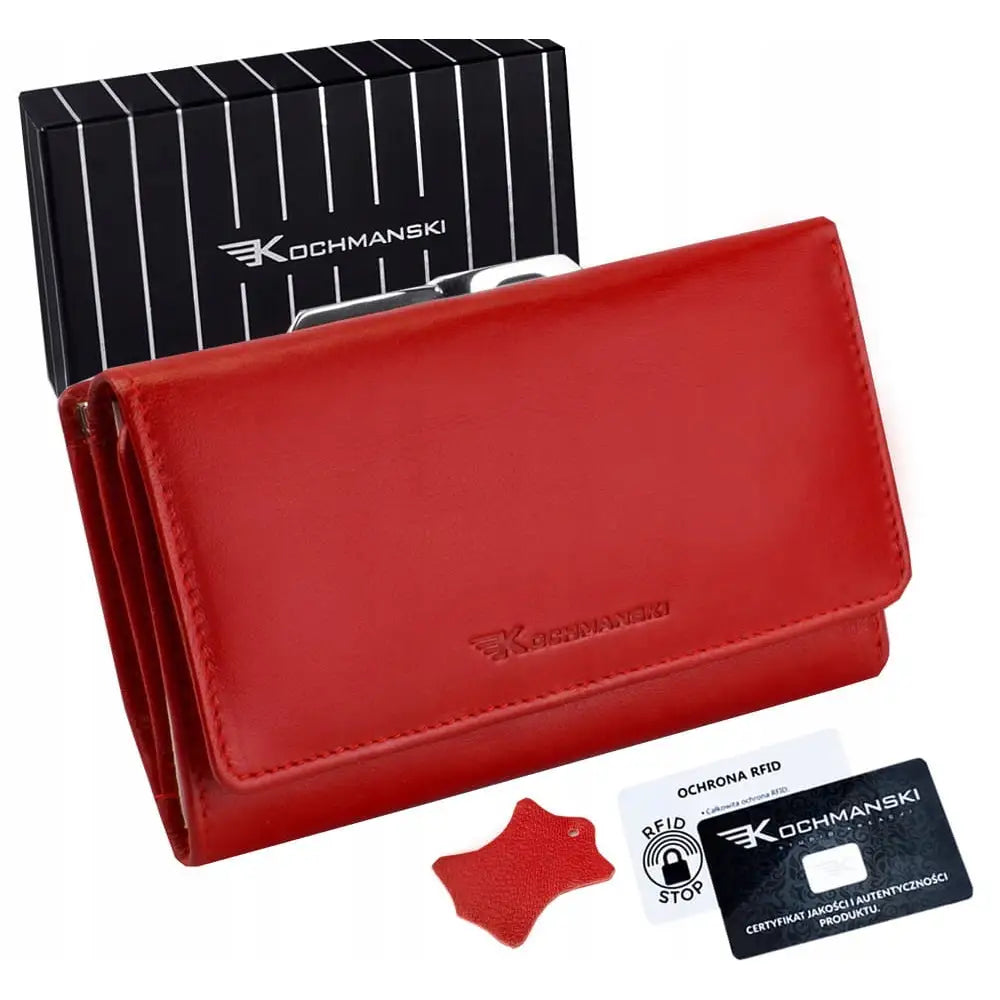 Kochmanski Damerlommebok i Lær med Knapplukning og god Plass