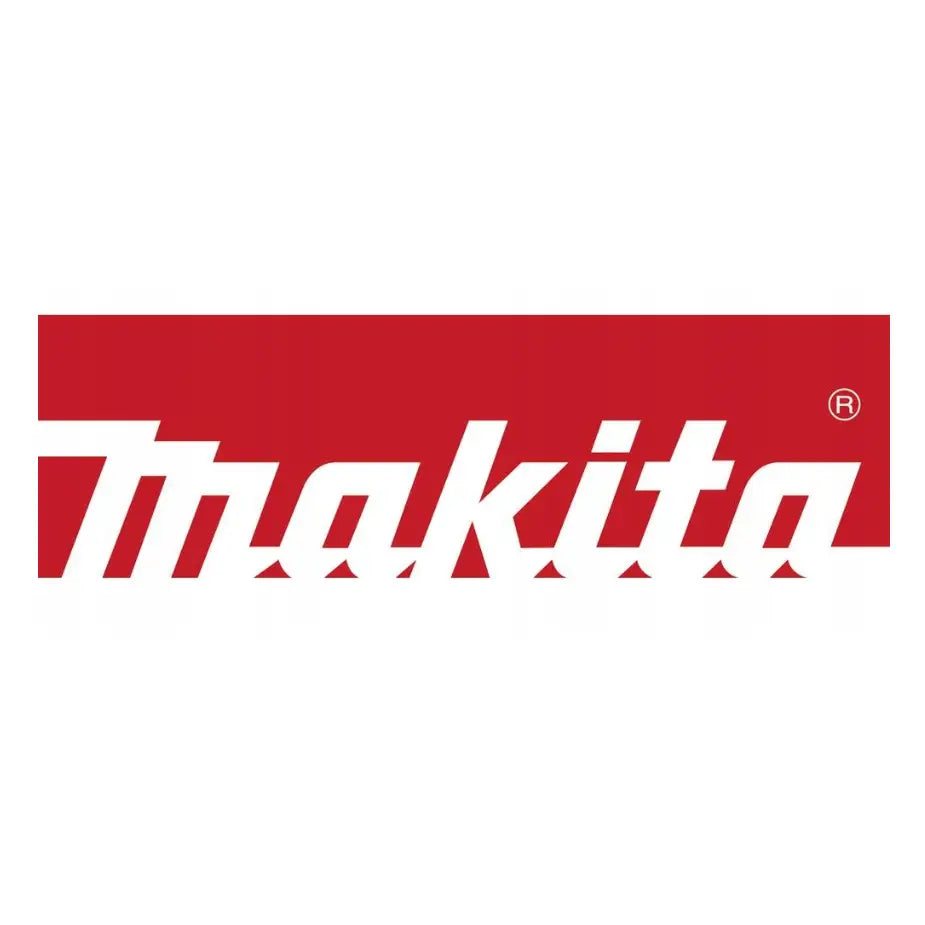 Makita koffertorganisator-logo, rødt og hvitt merkevarenavn sentrert på hvit bakgrunn med tydelig typografi.
