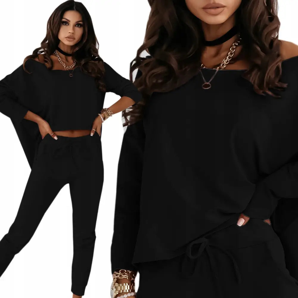 Komplett Behagelig Delikat Løstsittende Genser i Farger - Svart