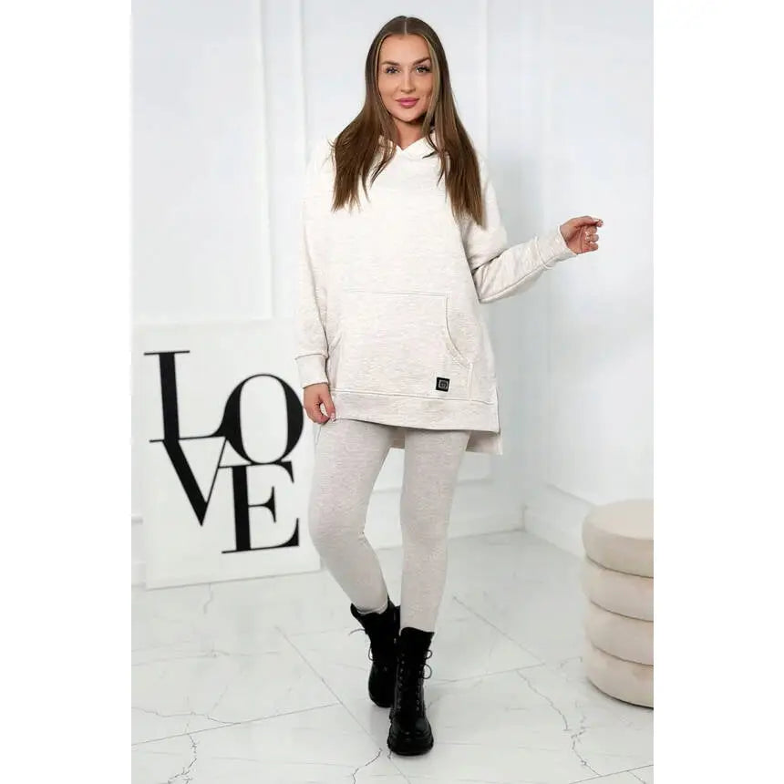 Komplett Bomullssett med Foret Hettegenser + Leggings med Mønster