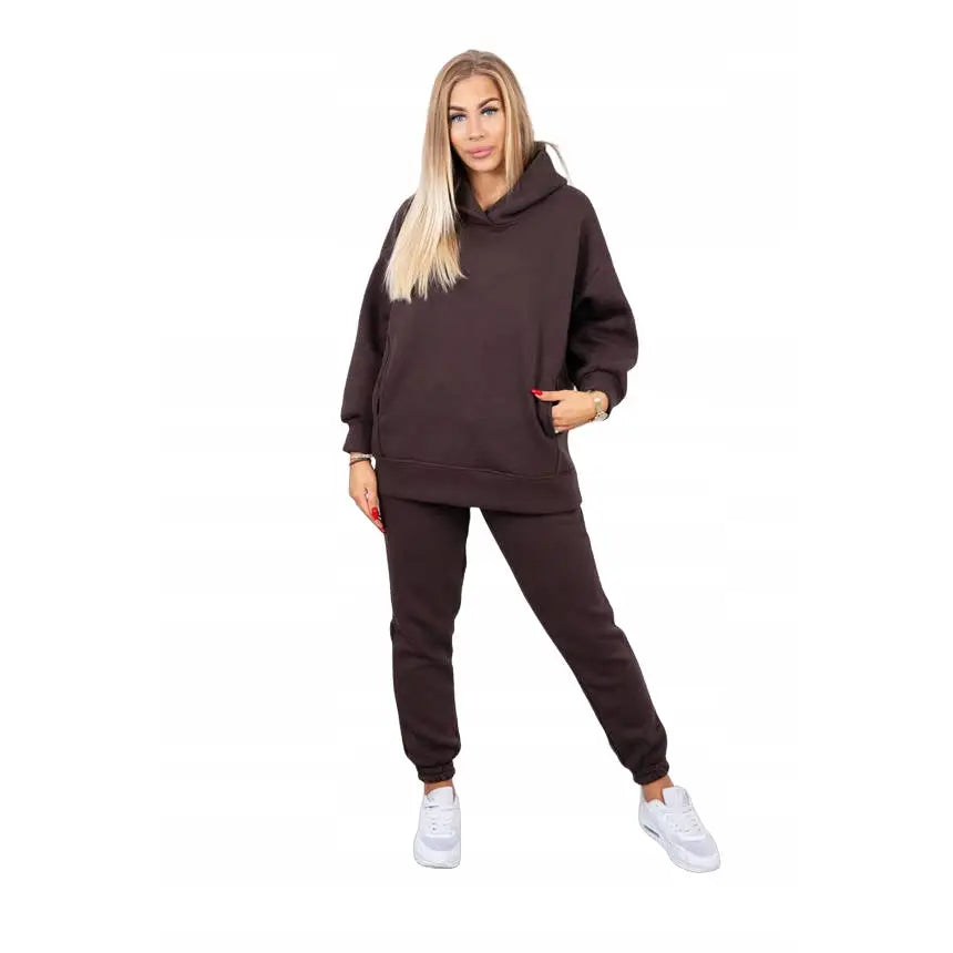 Komplett Hettegenser + Varme Joggebukser med Hettegenser Brun