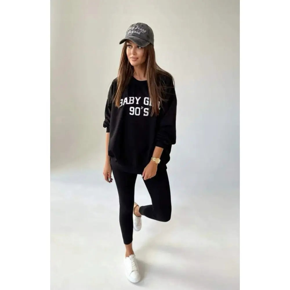 Komplett Joggedress 2-delt Sett for Småjenter - Svart Mønster