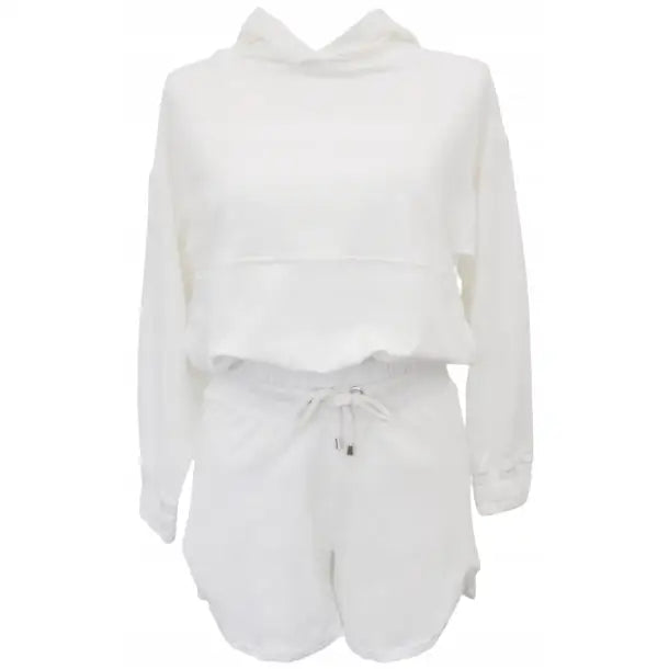 Komplett Joggedress Hettegenser + shorts Aszmi Hvit Ros