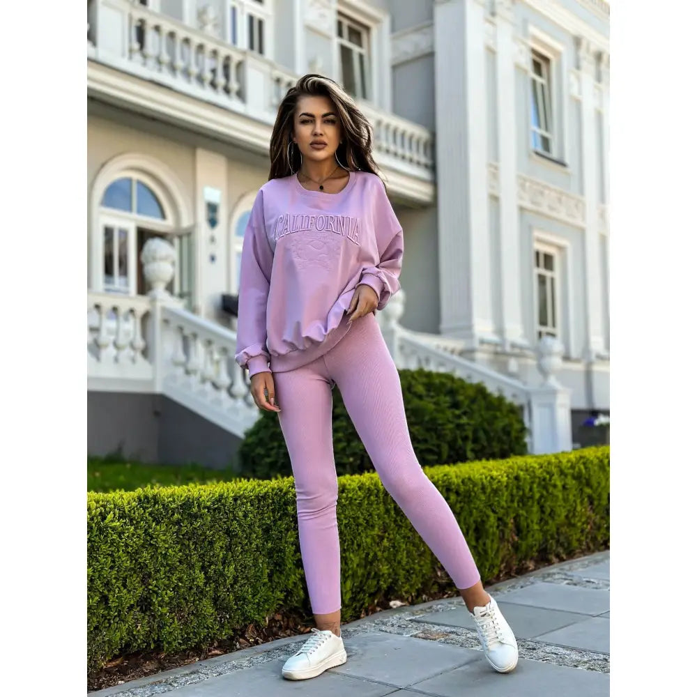 Komplett Joggedress i 2 Deler - California hit - Lilla Mønster