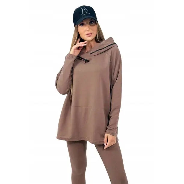 Komplett Joggedress i Bomull Genser + leggings Mokka