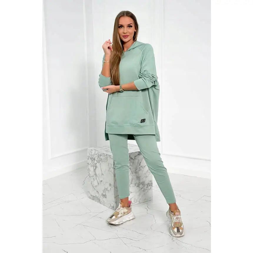 Komplett Joggedress med Hette i Mørk Mint