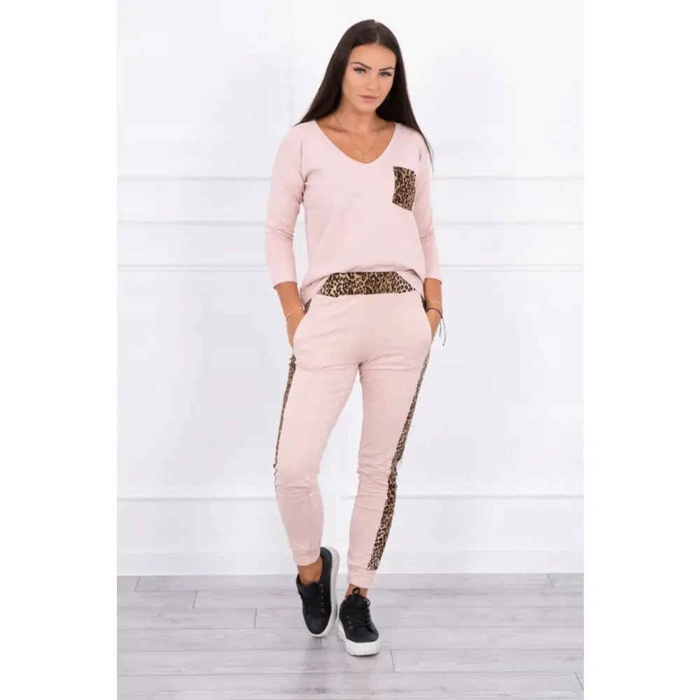 Komplett Sett med Leopardmønster Mørk Pudderrosa One-size