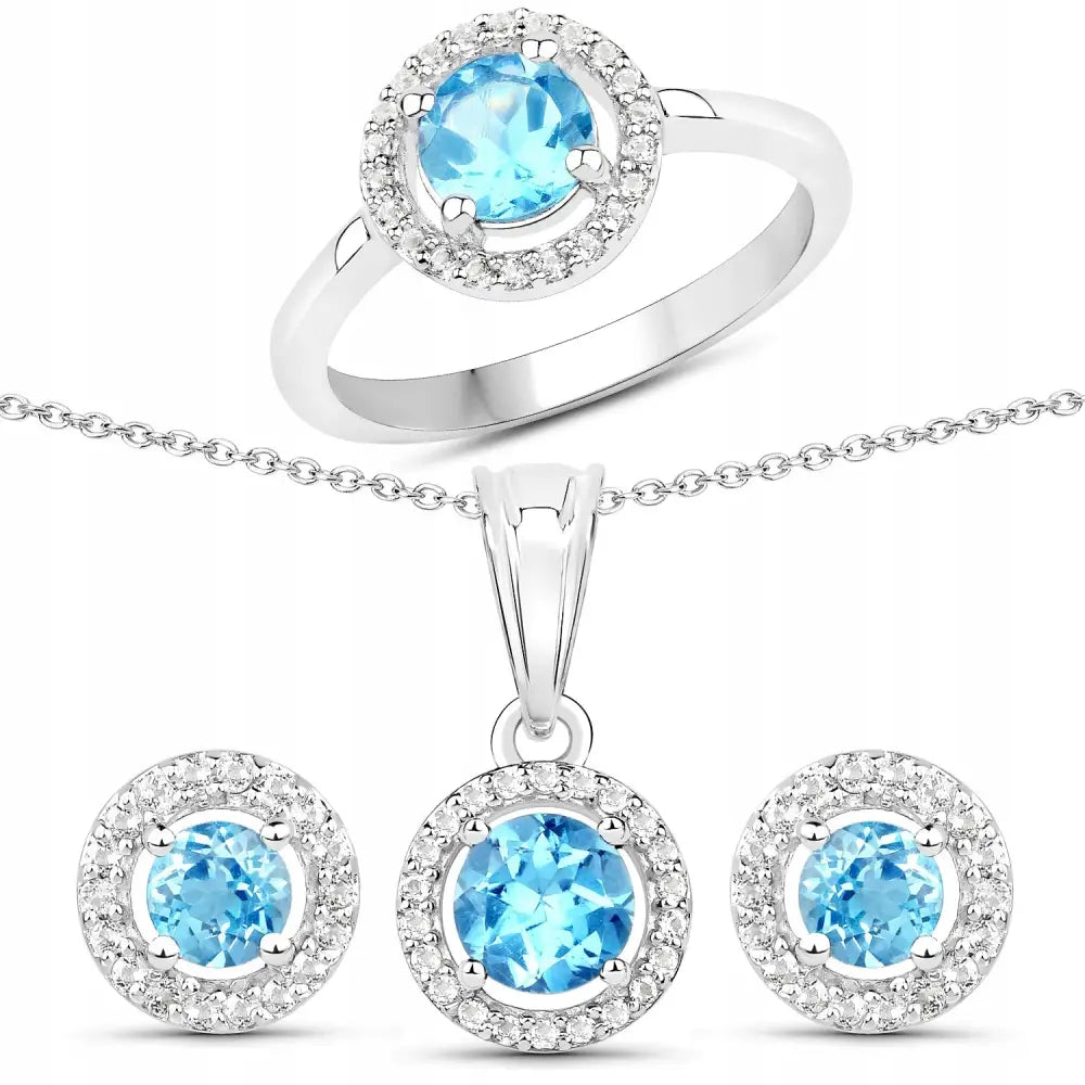 Gavesett Dame - Smykkesett med Blå Topas 3.28 Ct 45 Cm