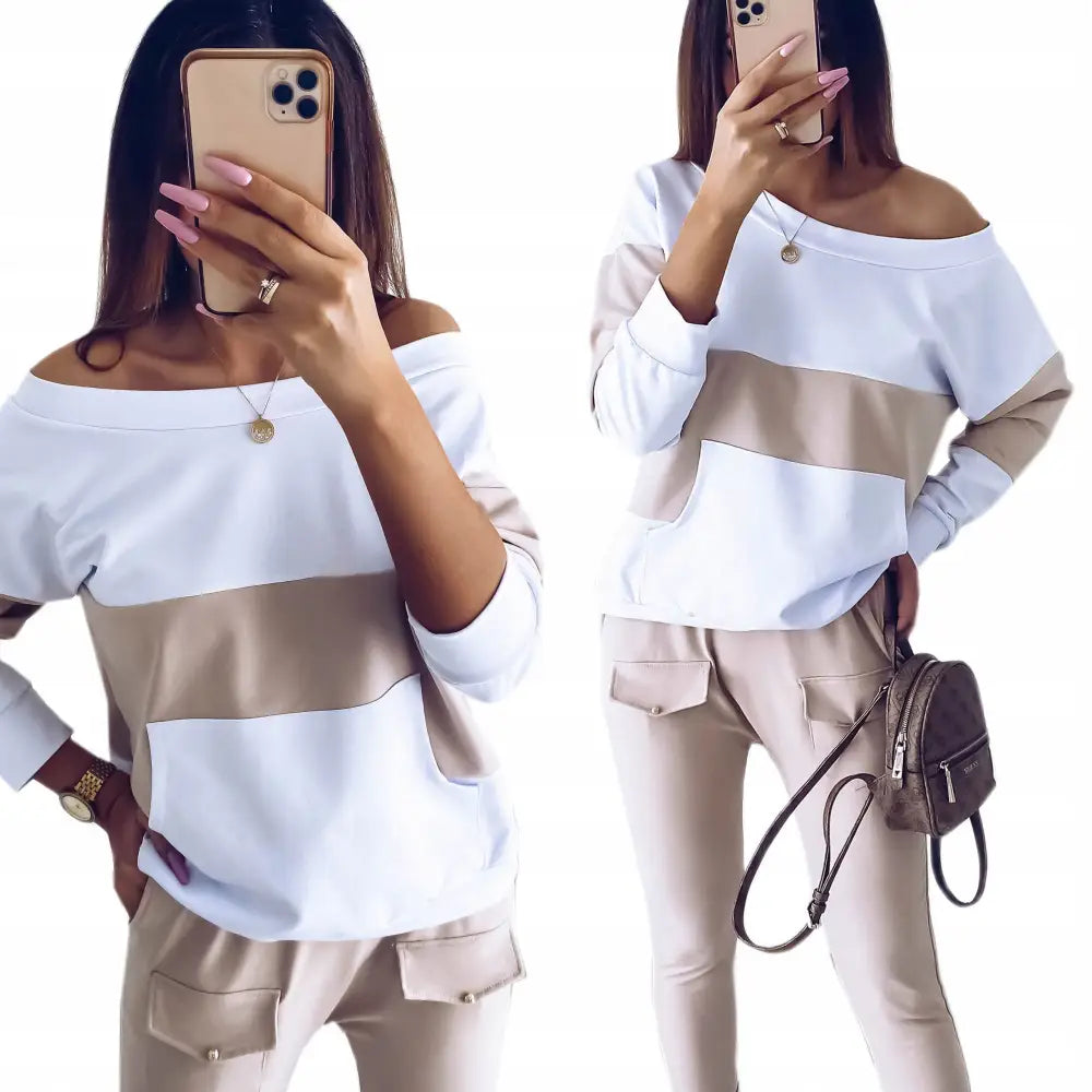 Komplett Trendy Dress med Dekorative Striper og Mønstrede Lommer