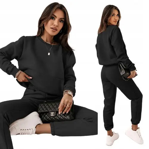 Komplett Treningssett for Damer Bukser og Hettegenser Svart