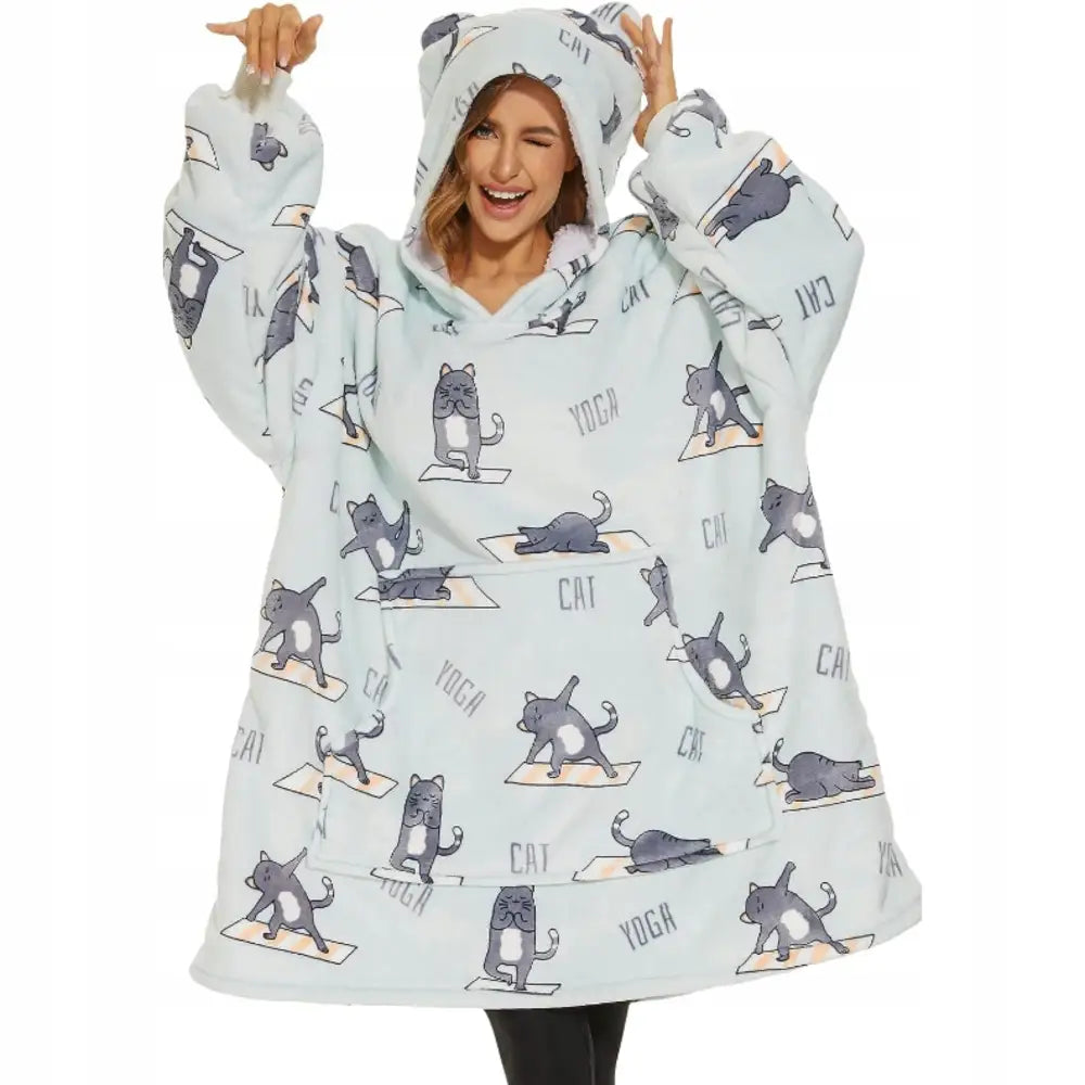 Kosegenser Oversize Varm 2-i-1 Tykk Xxl Pelsaktig Lang med Hette Kosedress