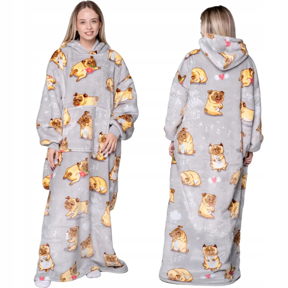 Kosejakke Oversize Varm 2-i-1 Teddy Tykk Xxl Lang med Hette