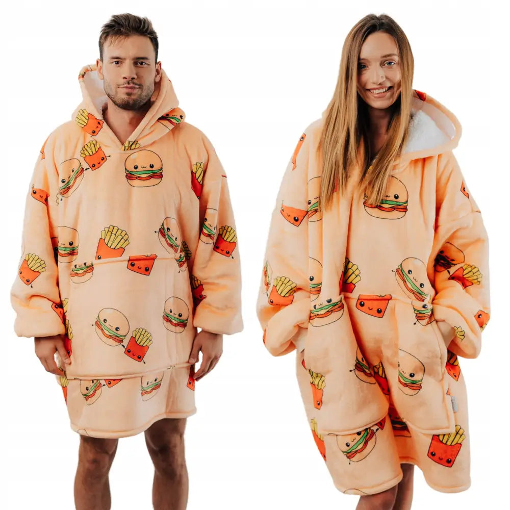 Koselig Comfy Moment Pledd-genser Burger Oversize 2-i-1 Polsk Gave