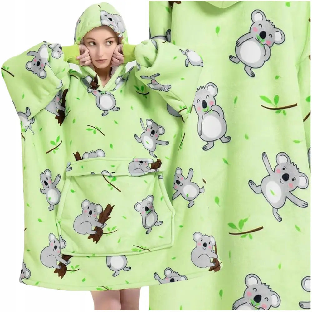 Koselig Oversize Varm 2-i-1 Xxl Teddy-fleece Pleddgenser Gave med Hette