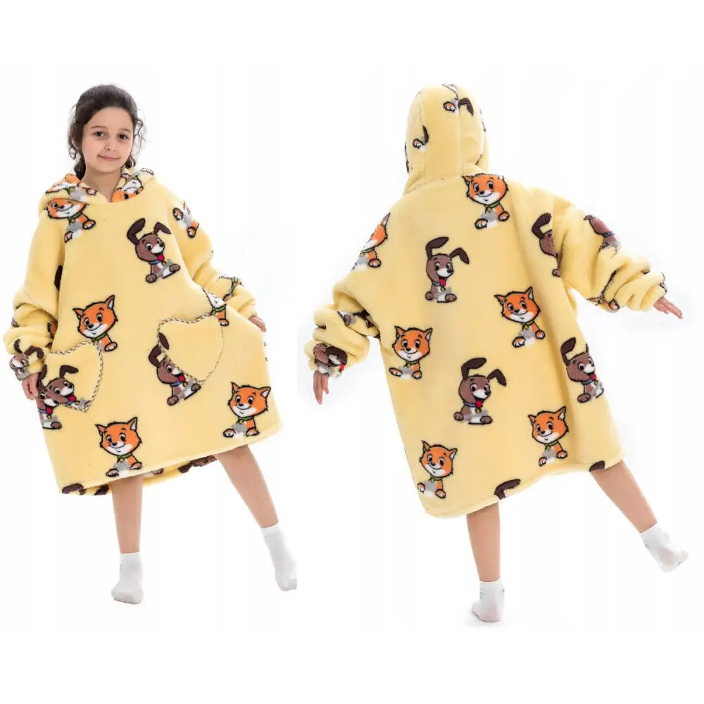 Koselig Oversized Hettegenser Tykk Pysjamas som Gave Varm Fuskepels 3-i-1