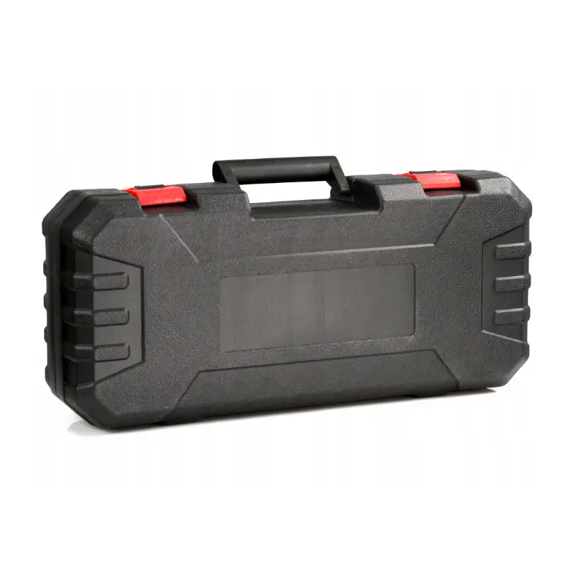 Sort hardplast koffert med røde låser og bærehåndtak, designet for oppbevaring av klippemaskin til sau og storfe.
