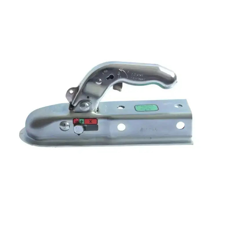 Kulekobling for Knott K 7,5-D, sidevisning med buet håndtak, skruehull og fargede indikatorer.