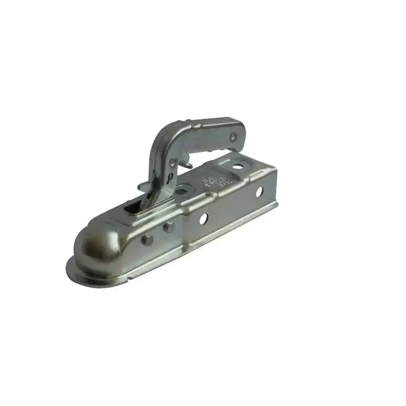 Kulekobling AL-KO AK7, sølvfarget metall med håndtak og synlige monteringshull, skrå vinkel.