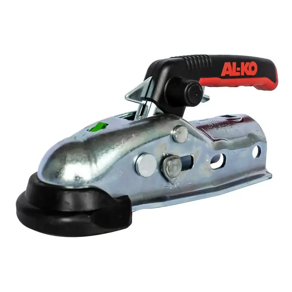 Kulekobling AL-KO AK161 med Soft-Dock, skrå frontvisning med sort og rød håndtak, synlige monteringshull.