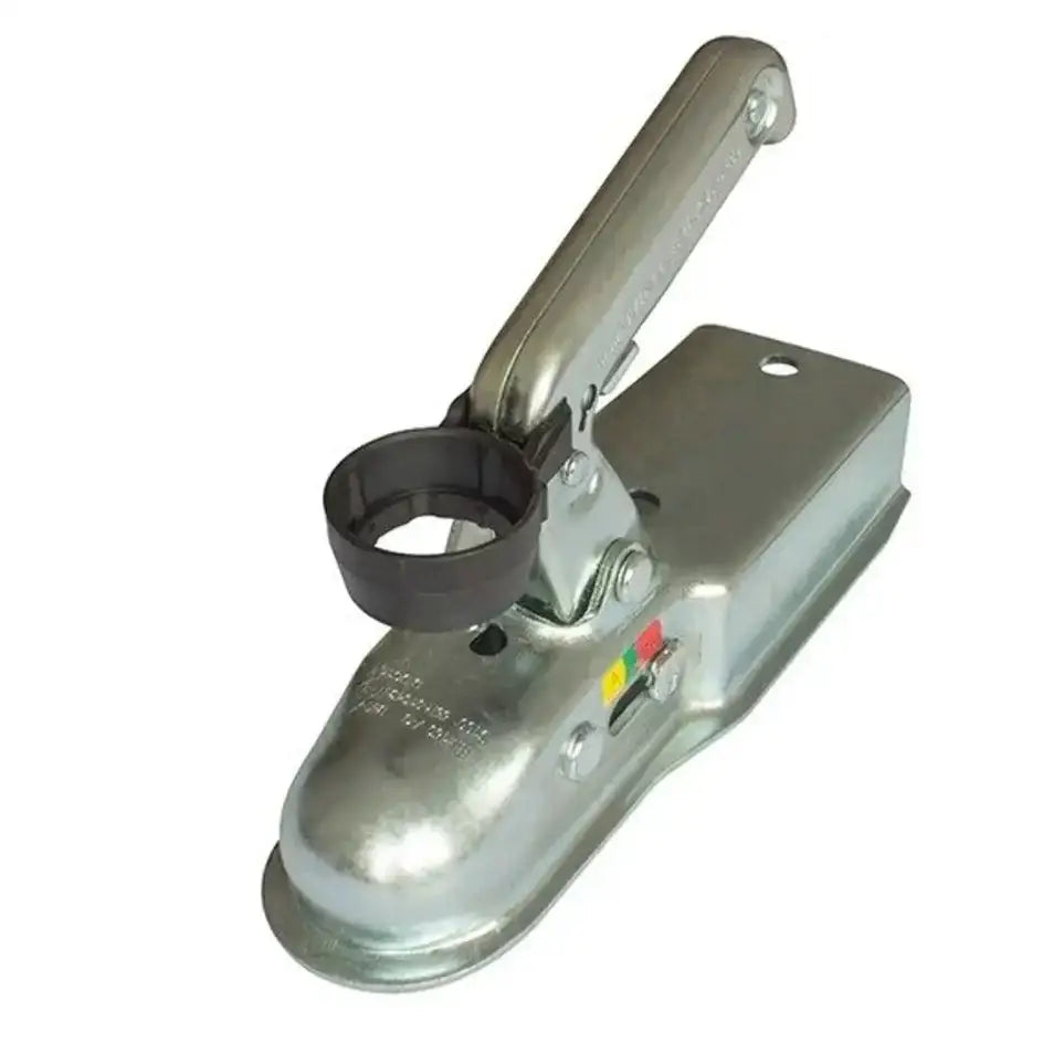 Kulekobling WW 150-VG, skrå oversikt som viser sort plastring og fargemarkeringer for låsestatus.