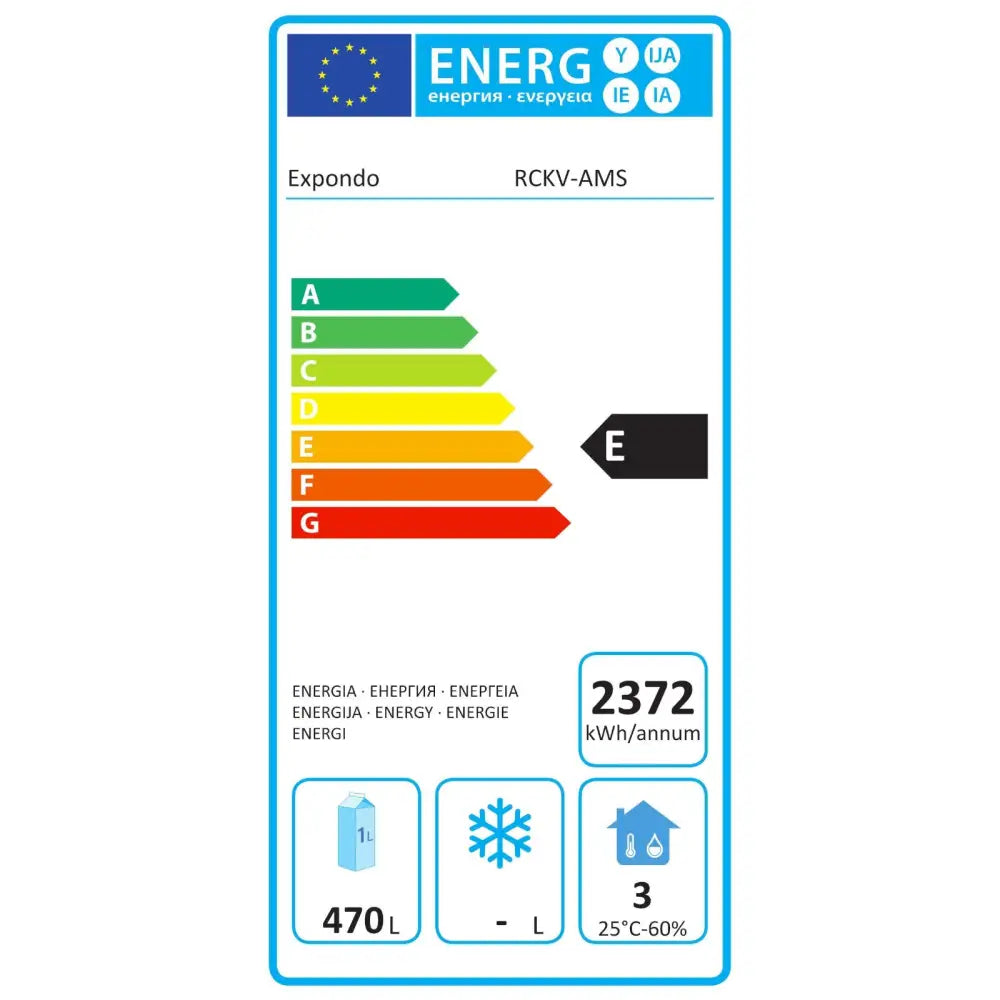Lada Kjøledisk Butikkutstilling med Glassdeksel fra -2 til 2c 470l 195cm
