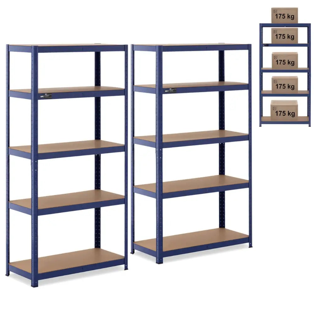 Lager Metall Hylle 5 Hyller 875 Kg 90 x 40 x 180 Cm Blå 2 Stk.