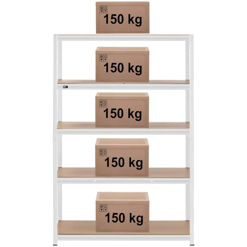 Lager Metallhylle 5 Hyller 750 Kg 120 x 60 x 180 Cm Grå