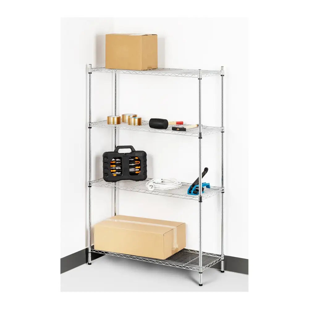 Lager Metallstativ Krom 137x90x35cm Opptil 120kg