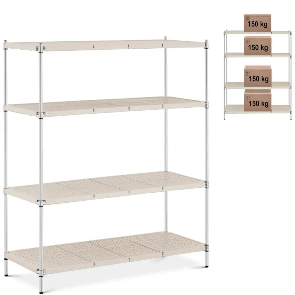 Lagerreol med 4 Hyller og Toppdekselet opp til 600 Kg 150x60x180 Cm